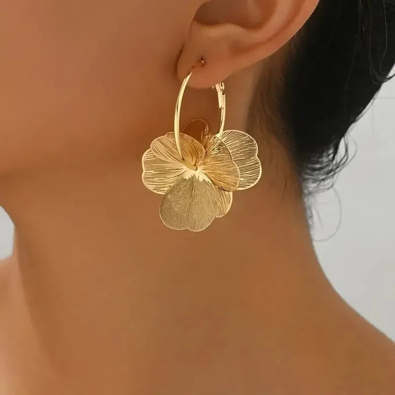 Golden Vintage Double-Layer Earrings
