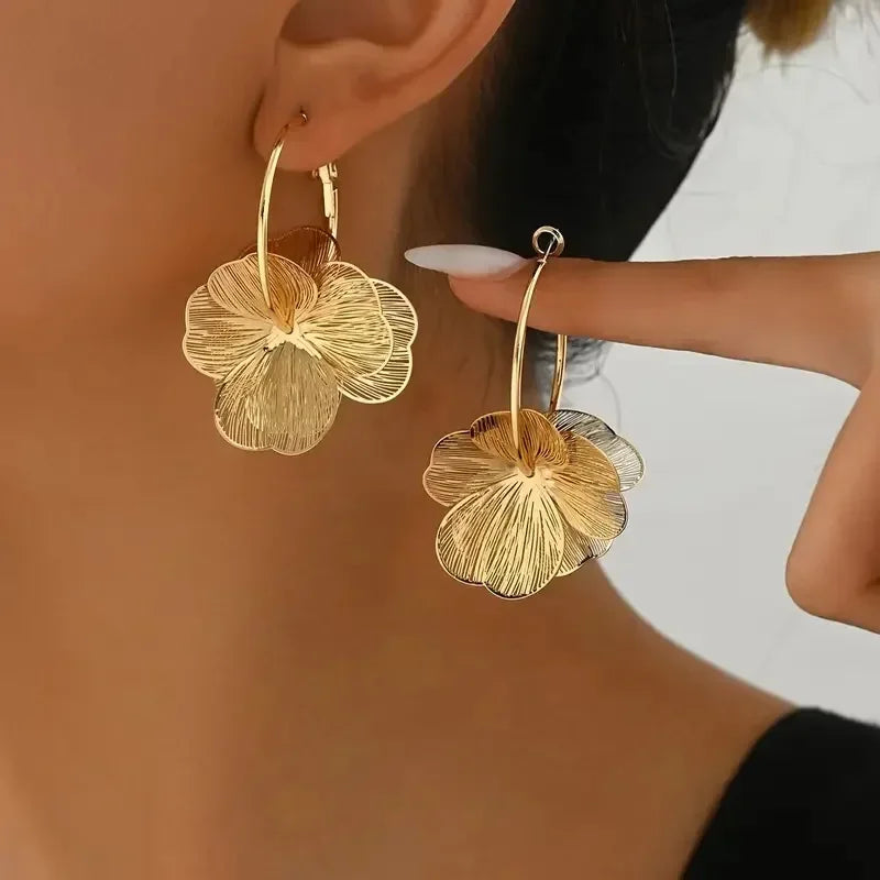 Golden Vintage Double-Layer Earrings