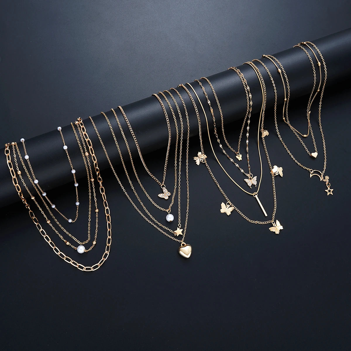13Pcs Gold Pendant Necklace