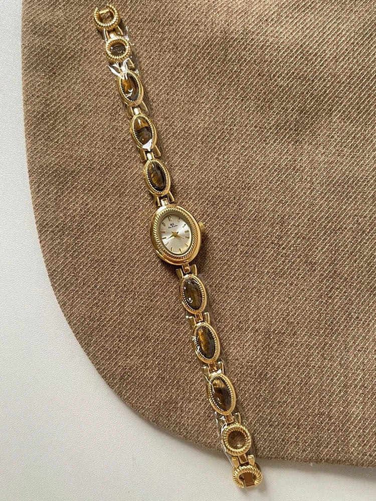 Luxury Jade Quartz Wristwatch